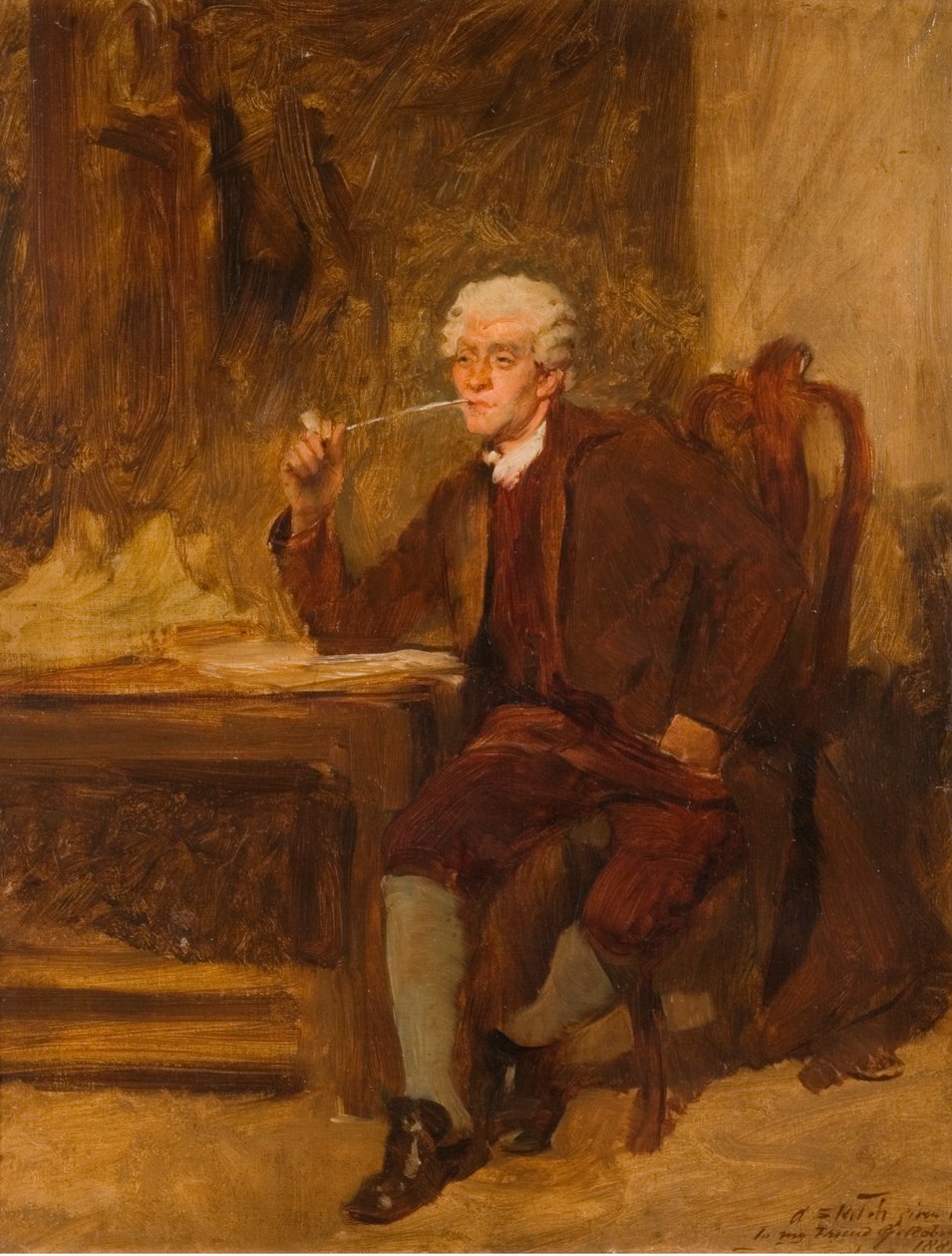 Ystävälleni G. Robinsonille annettu luonnos, 1882 tekijältä John Seymour Lucas