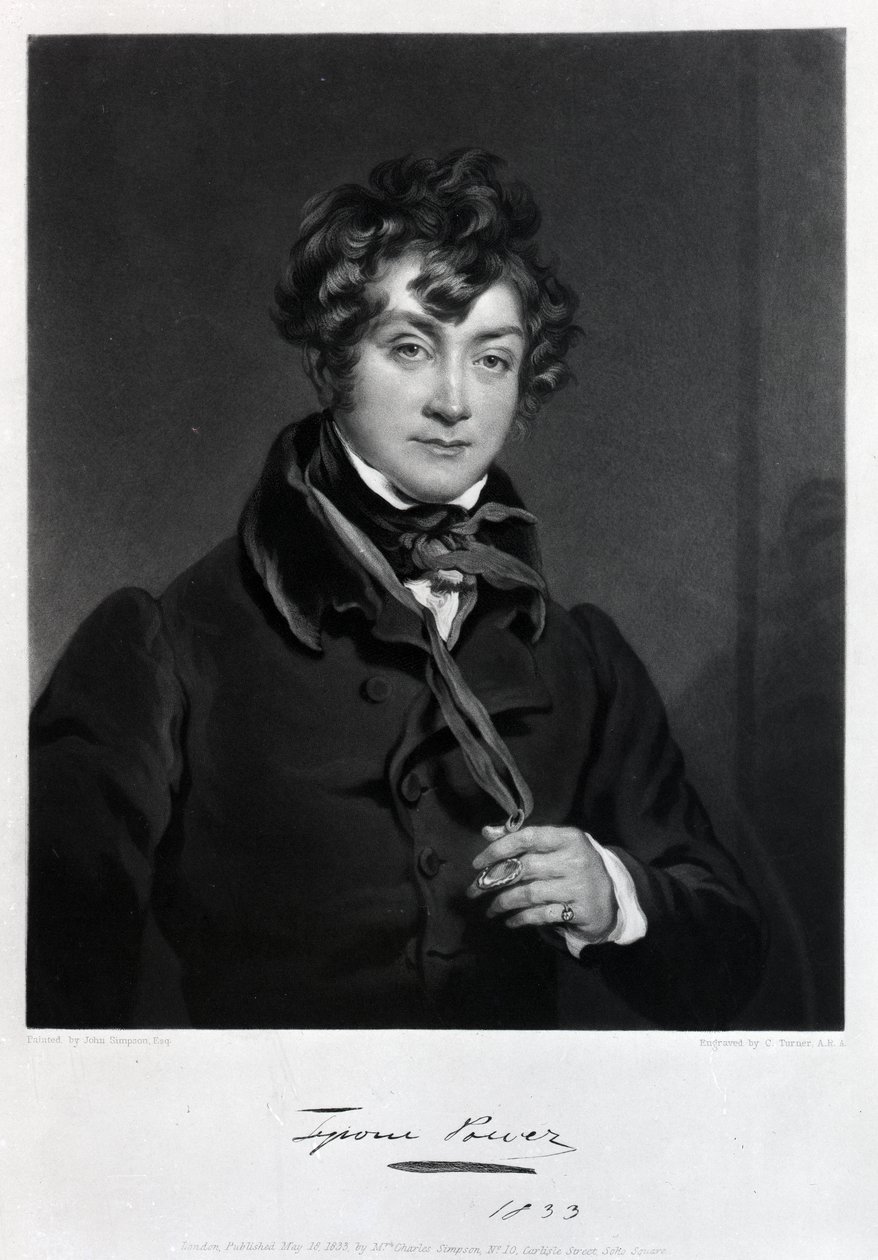 Tyrone Power, kaiverrus James Sands, n. 1833 tekijältä John Simpson