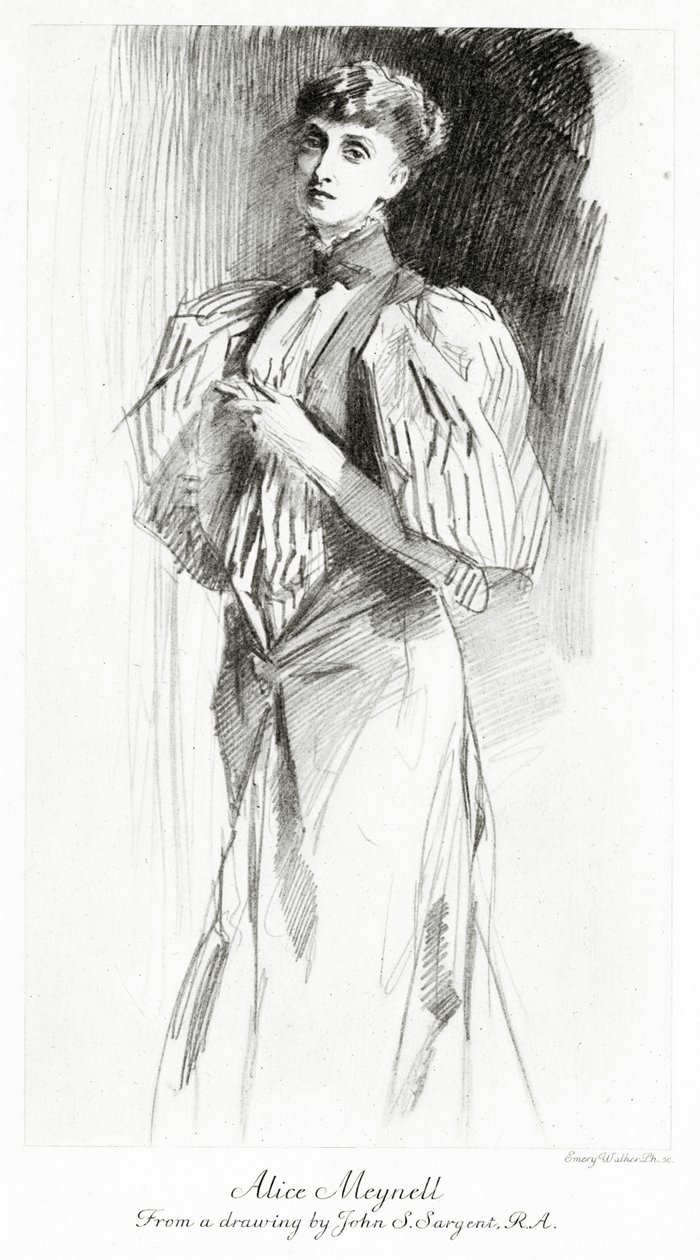Alice Meynell, kaiverrettu Emery Walkerin toimesta, noin 1913. tekijältä John Singer Sargent