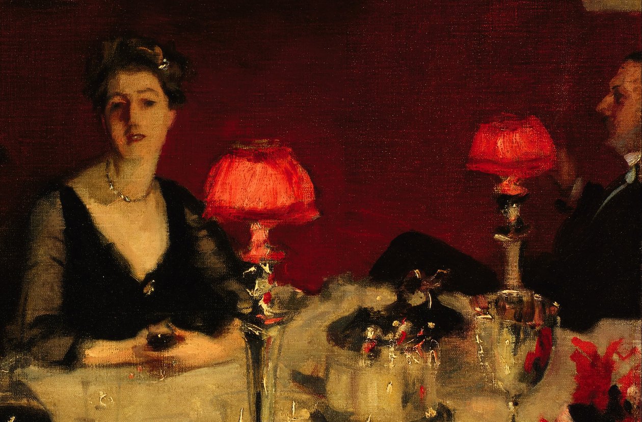 Le Verre de porto: yksityiskohta Albertista ja Edith Vickersistä tekijältä John Singer Sargent