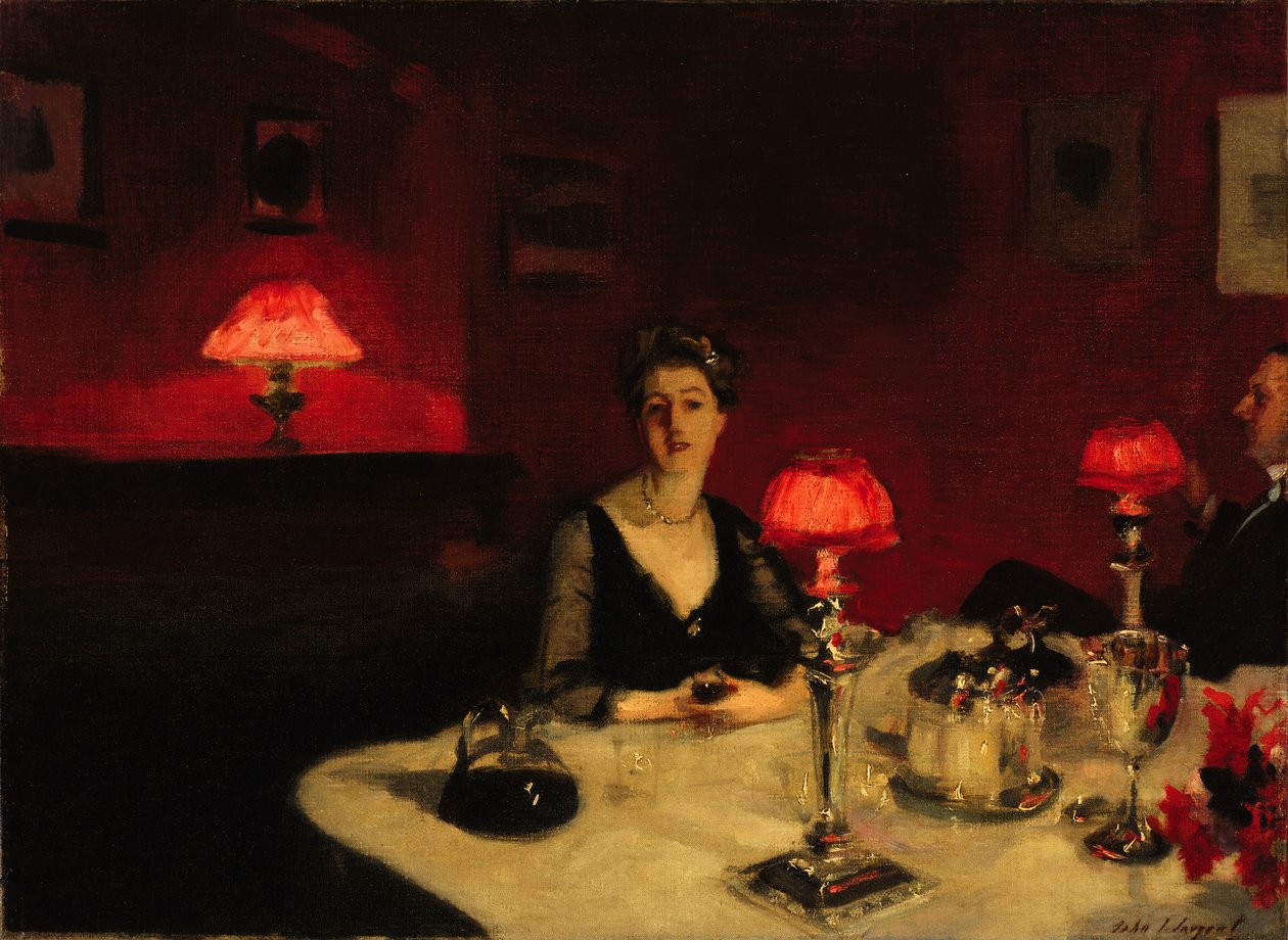 Portin lasi (ruokapöytä yöllä) tekijältä John Singer Sargent