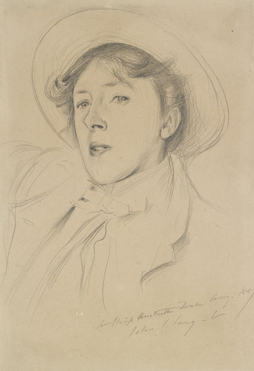 Vernon Leen muotokuva, 1889 (grafiitti vaalean kiiltävällä paperilla) tekijältä John Singer Sargent