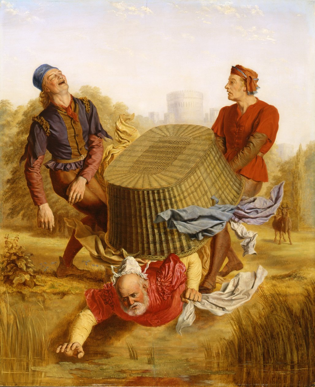 Buck Washing on Datchet Mead William Shakespearen (1564-1616) "The Merry Wives of Windsor" (näytös III, kohtaus v) 1849 tekijältä John Skinner Clifton