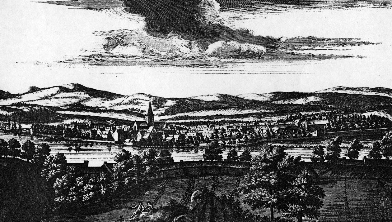 The Prospect of te Town of Perth, John Slezerin Theatrum Scotiaesta, julkaistu 1693 tekijältä John Slezer