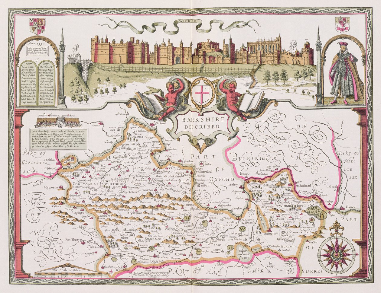Berkshire, kaiverrettu Jodocus Hondius (1563-1612) John Speed
