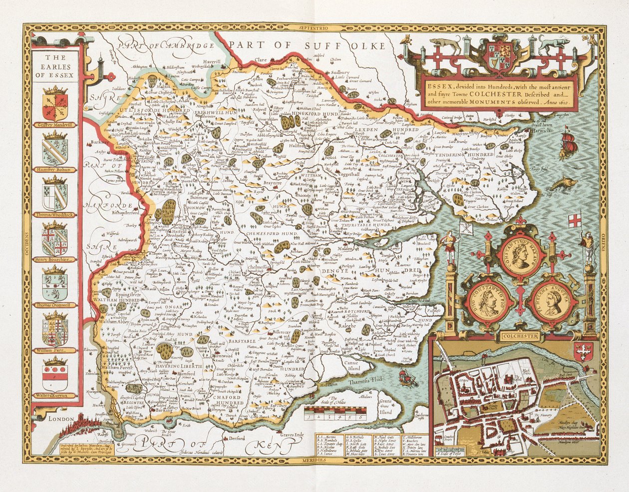 Essex, Jodocus Hondiuksen (1563-1612) kaiverrus teoksesta John Speed