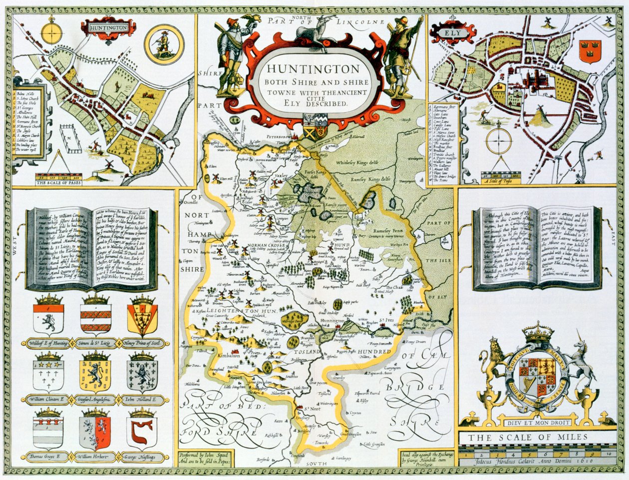 Huntington, kaiverrettu Jodocus Hondius (1563-1612) John Speedin "Theatre of the Empire of Great Britain", pub. John Sudbury ja George Humble, 1611-12 (käsinvärjätty kuparikaiverrus) tekijältä John Speed