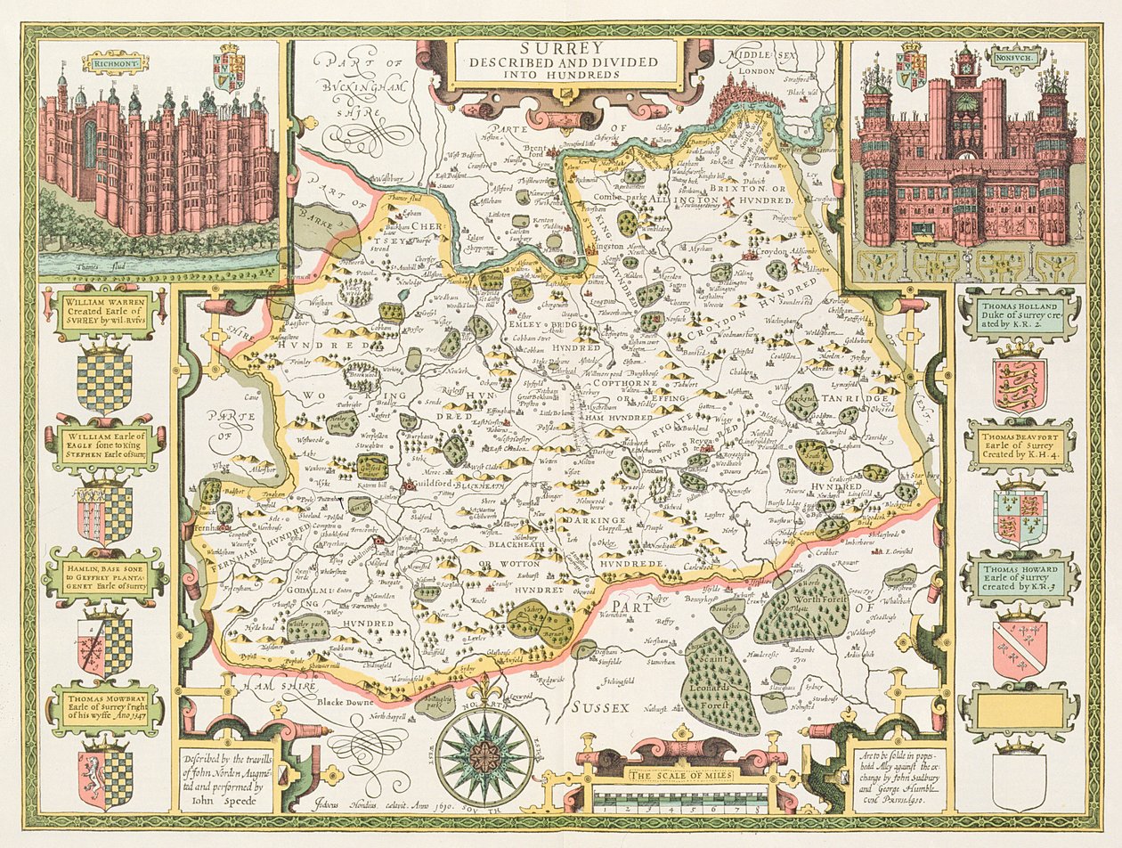 Surreyn kartta, Jodocus Hondiuksen (1563-1612) kaivertama John Speed
