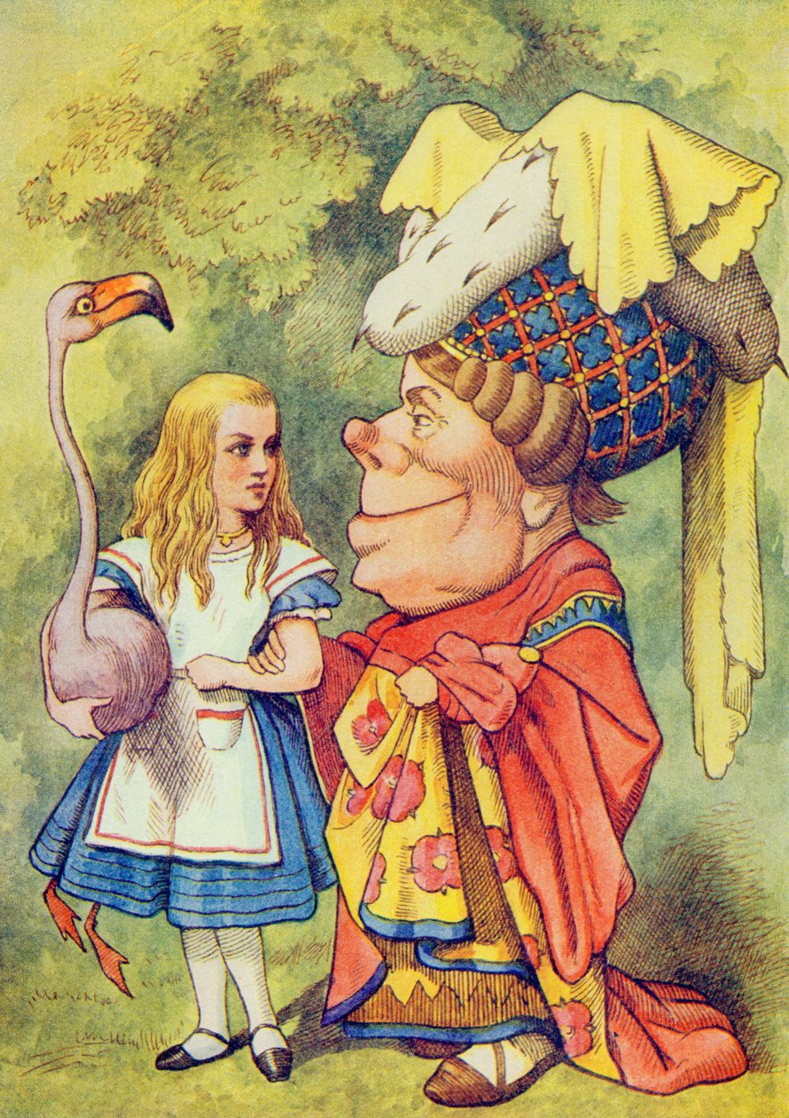 Liisa ja herttuatar, kuvitus Lewis Carrollin (1832-9) teoksesta Liisa ihmemaassa. tekijältä John Tenniel