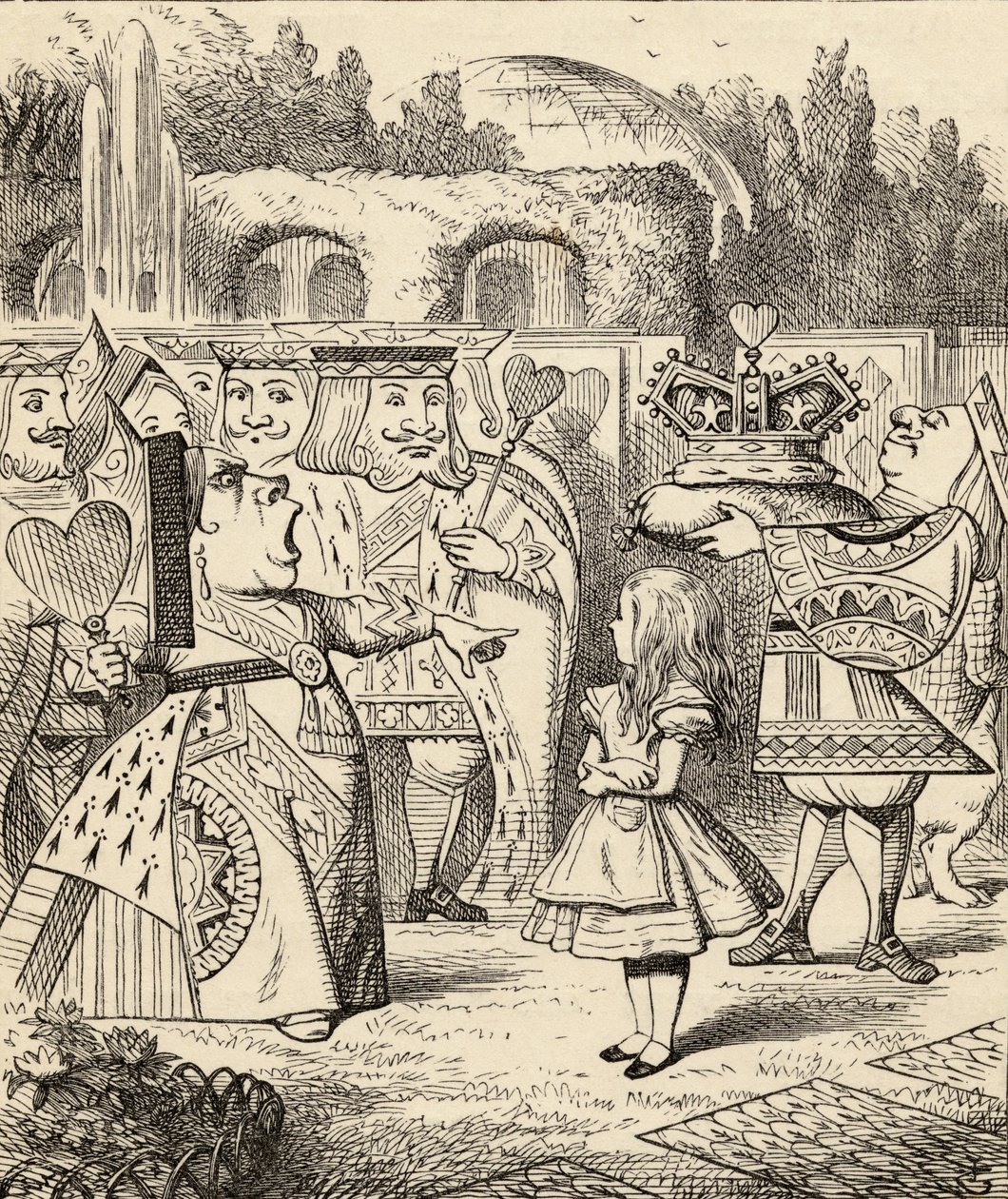Pois päällään, Lewis Carrollin teoksesta "Liisan seikkailut ihmemaassa", julkaistu 1891 tekijältä John Tenniel