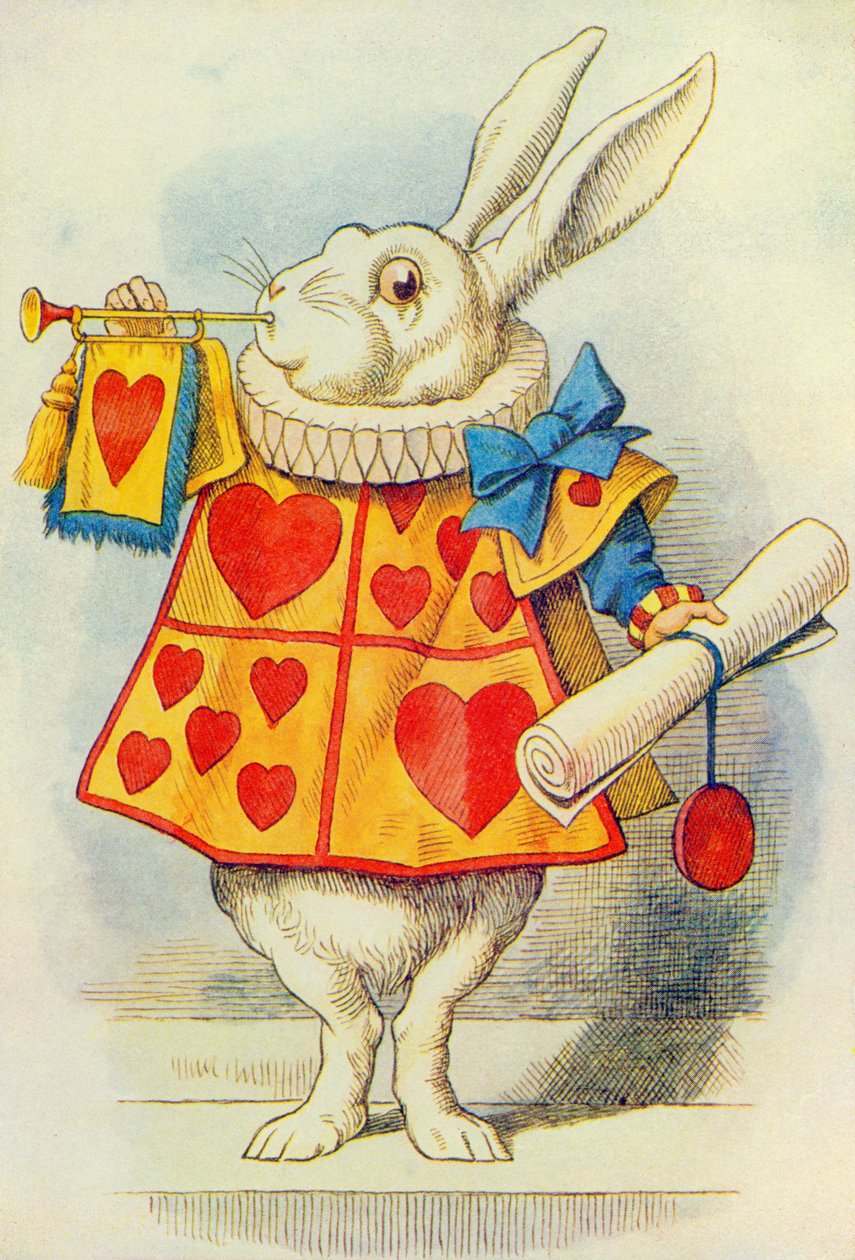Valkoinen kani, kuvitus Lewis Carrollin (1832-9) Liisa ihmemaassa tekijältä John Tenniel