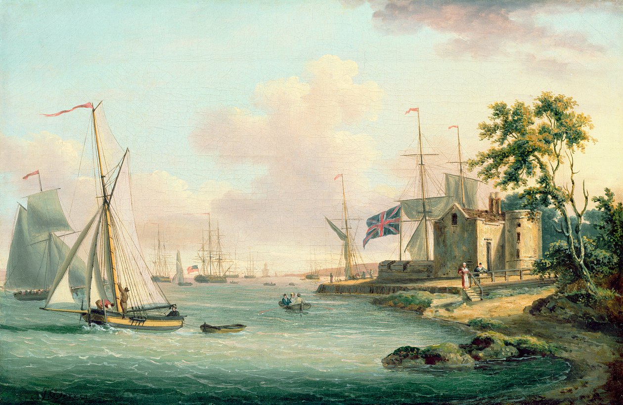 Näkymä Royal Yacht Squadroniin, Isle of Wight tekijältä John Thomas Serres