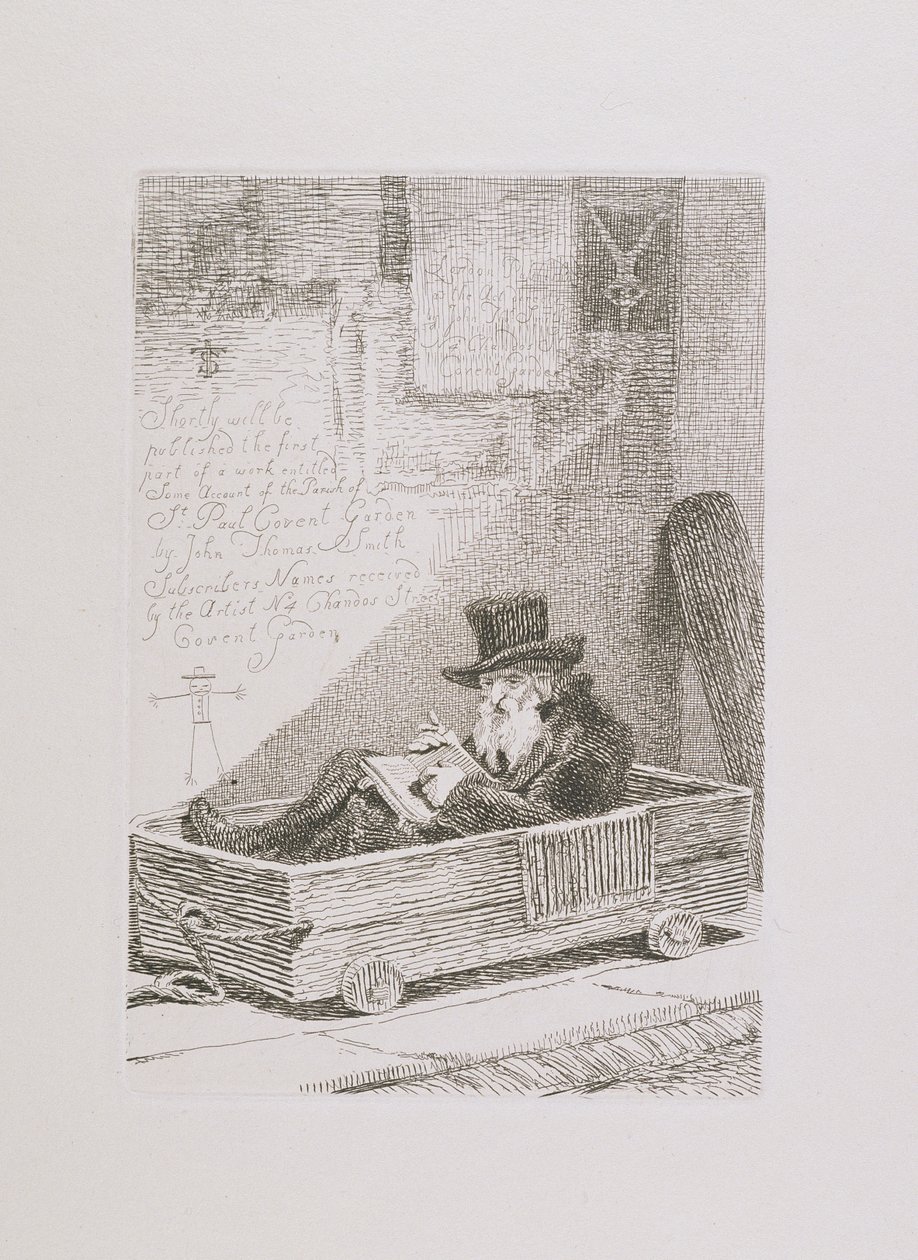 Juutalainen kauppias, teoksesta "Etsaukset merkittävistä kerjäläisistä, vaeltavista kauppiaista ja muista henkilöistä...", 1815 tekijältä John Thomas Smith