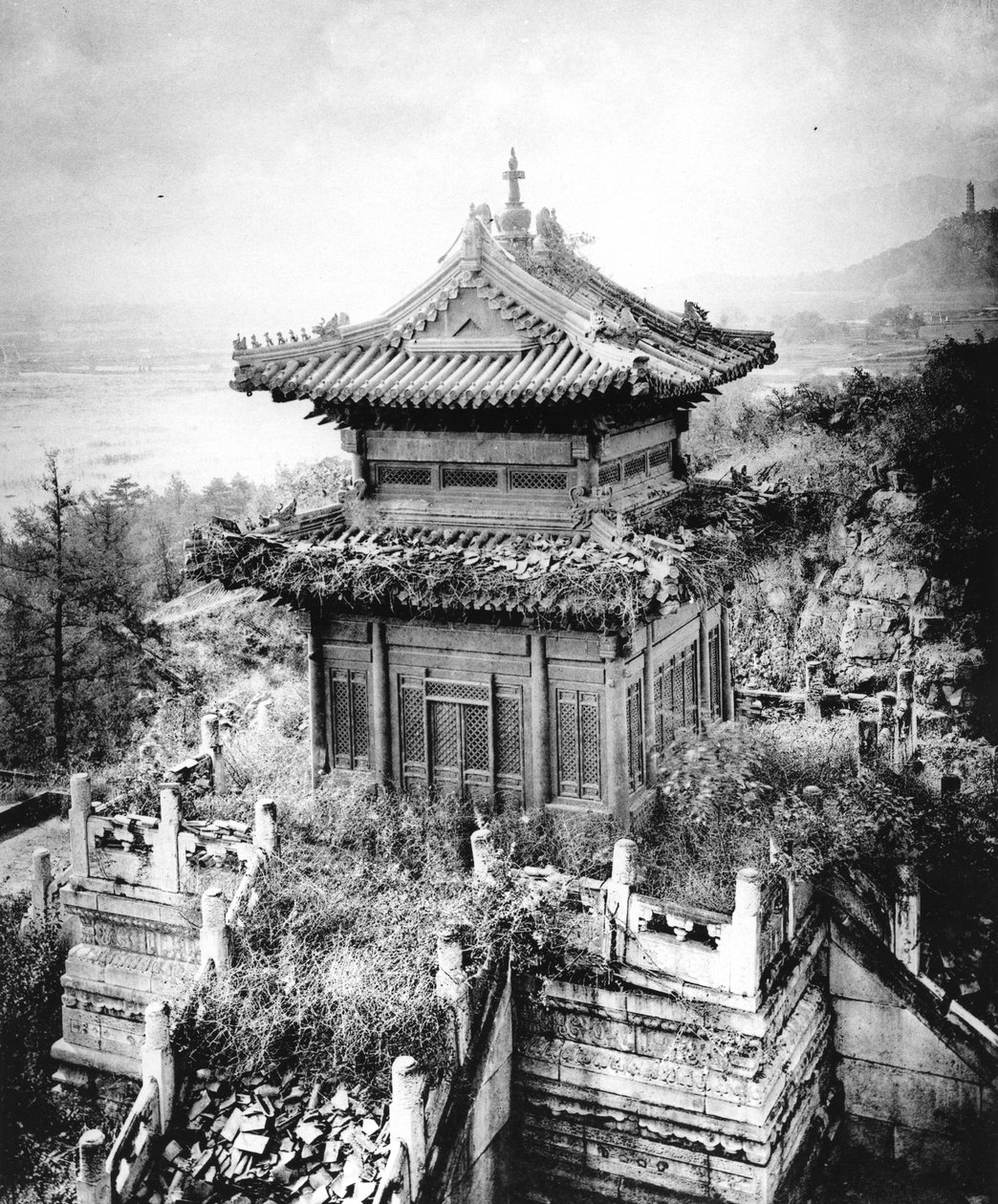 Baoyun-pronssipaviljonki kesäpalatsissa, Peking, n. 1867-72 tekijältä John Thomson