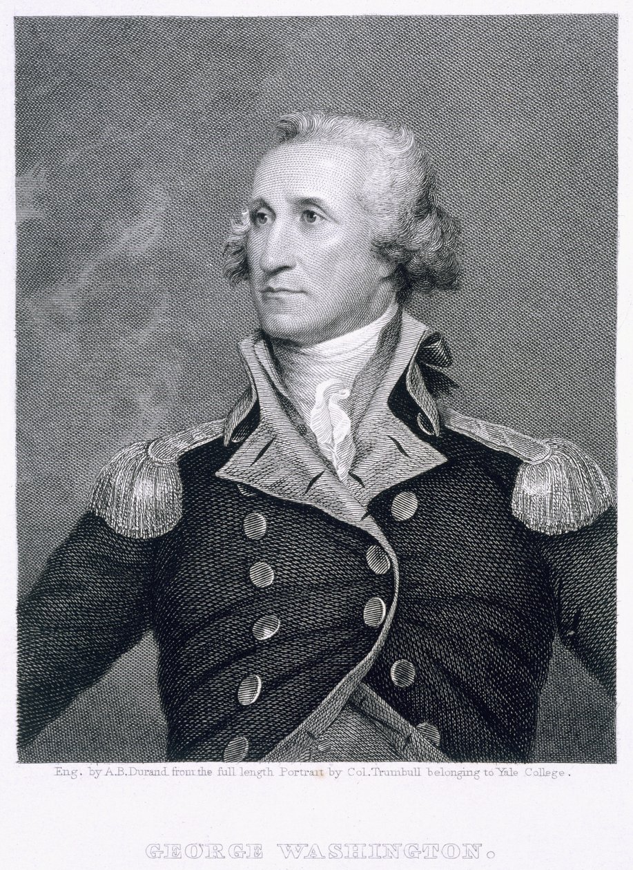 George Washington, kaiverrus Asher Brown Durand (1796-1886) tekijältä John Trumbull
