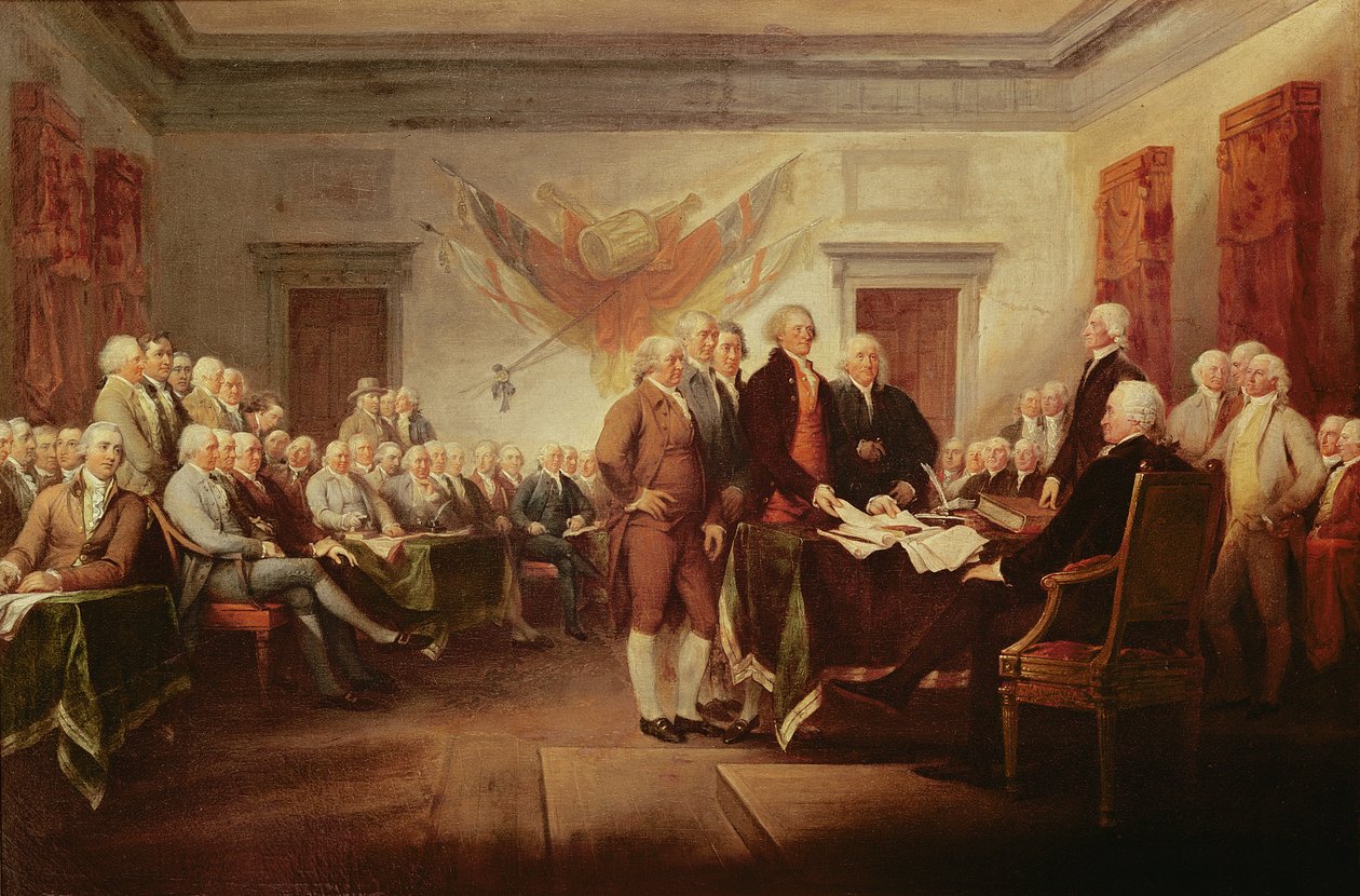 Itsenäisyysjulistuksen allekirjoittaminen, 4. heinäkuuta 1776, noin 1817. tekijältä John Trumbull