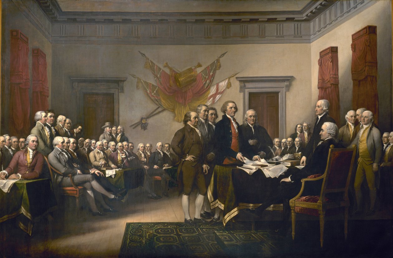 Itsenäisyysjulistuksen allekirjoitus 4.7.1776 tekijältä John Trumbull