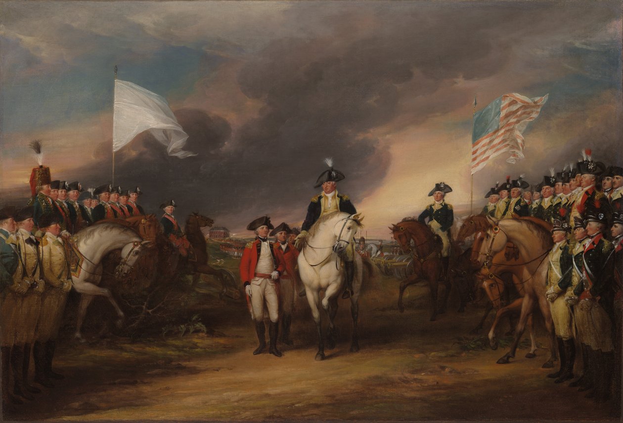 Lordi Cornwallisin antautuminen Yorktownissa, 19. lokakuuta 1781, 1787-1828. tekijältä John Trumbull