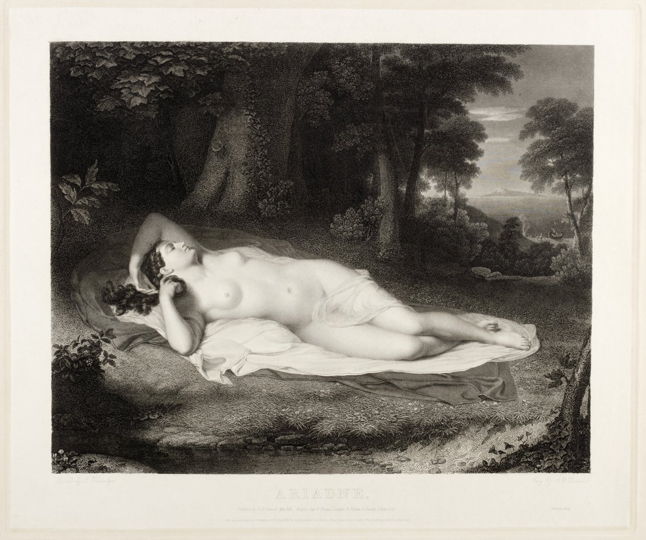 Ariadne, kaiverrus Asher B. Durand, 1835 tekijältä John Vanderlyn