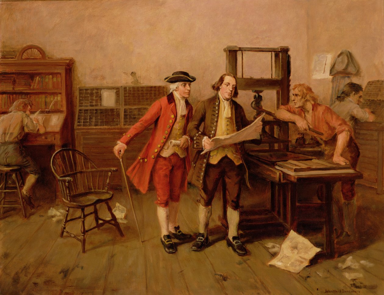 Benjamin Franklin, tulostin, n.1928 tekijältä John Ward Dunsmore
