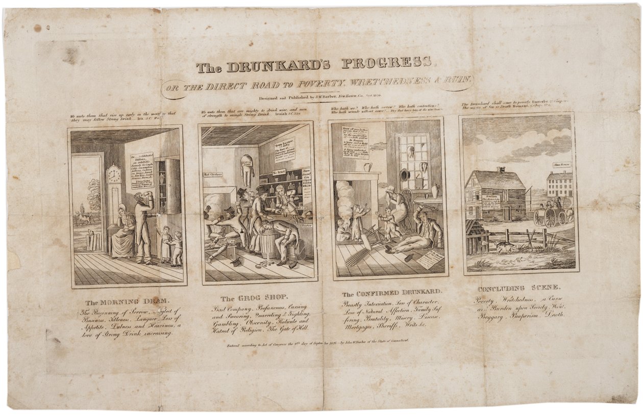 Juopurin edistys eli suora tie köyhyyteen, kurjuuteen, ja raunioon, 1826 tekijältä John Warner Barber
