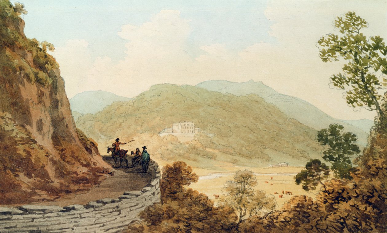 Tan y Bwlch, 1793 (kynä ja muste wc:llä paperilla) tekijältä John Warwick Smith