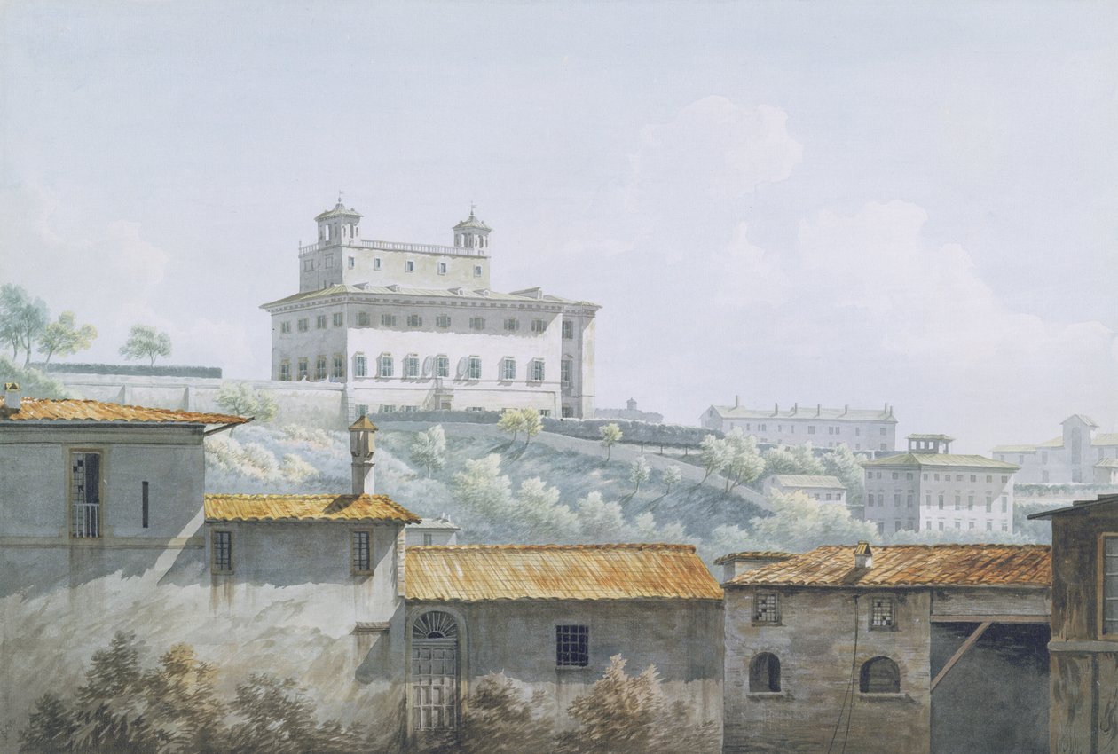 Villa Medici, Rooma, 1784 (wc grafiitin päällä paperilla) tekijältä John Warwick Smith