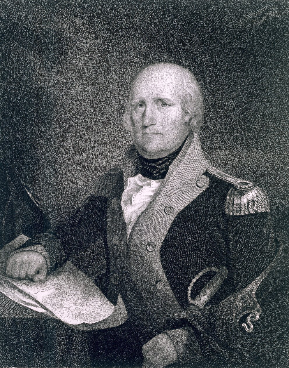 Thomas B. Welchin (1814-74) kaivertama George Rogers Clark (1752-1818) James Barton Longacren (1794-1869) alkuperäiskappaleen kopion jälkeen tekijältä John Wesley Jarvis