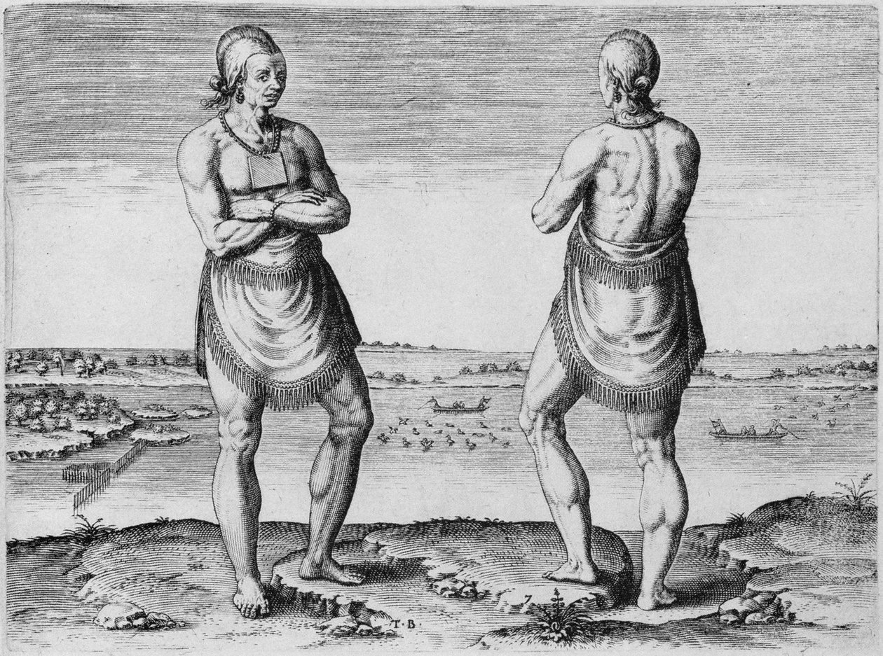 Intian vanhin tai päällikkö, kaivertanut Theodor de Bry (1528-1598) tekijältä John White