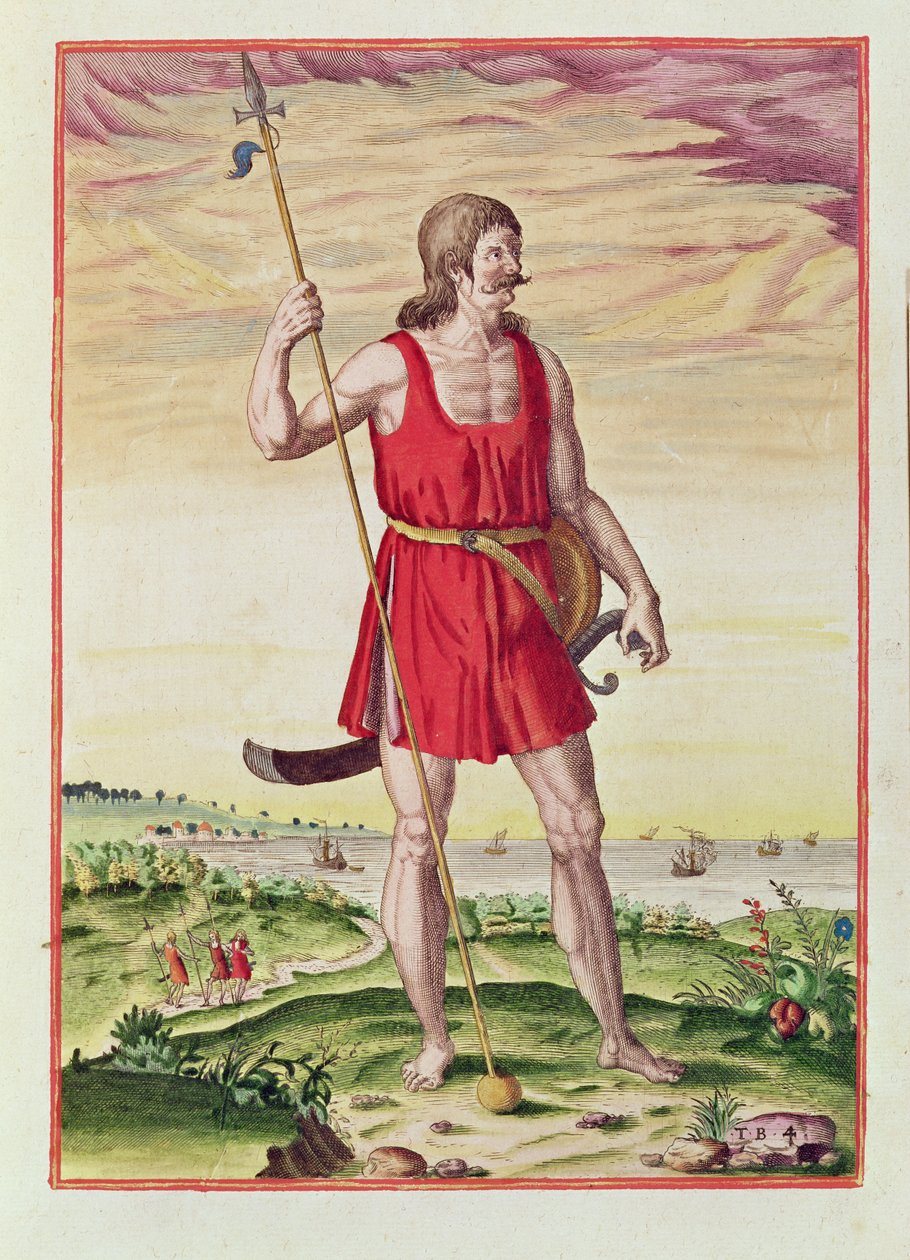 Mies piktien naapuriheimosta, "Admiranda Narratiosta...", kaiverrus Theodore de Bry (1528-98) 1585-88 tekijältä John White