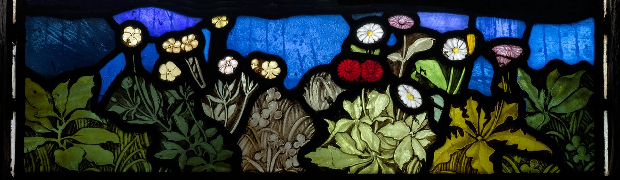 Kukat yksityiskohdat, Te Deum, East Window, n.1888 tekijältä John William Brown