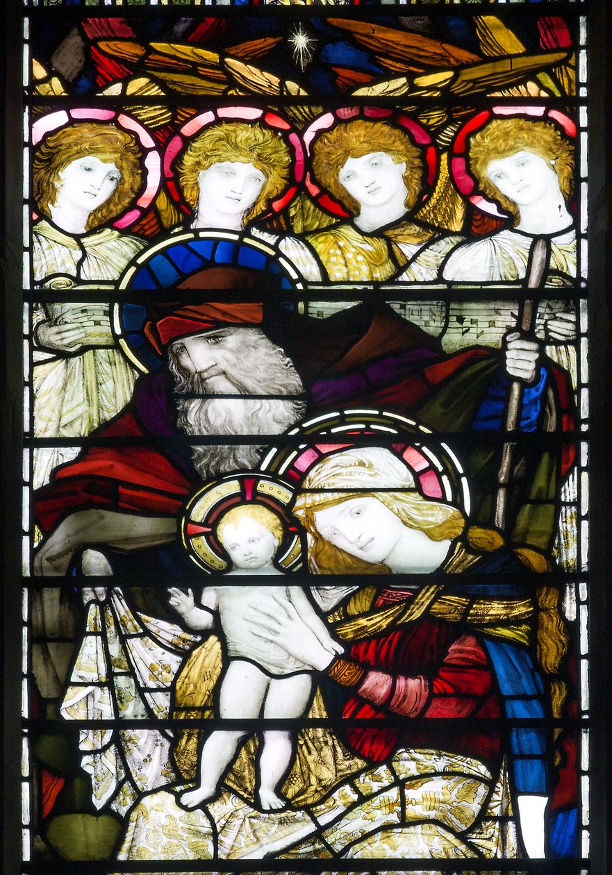 Jesmond, St George, Gateshead Stained Glass Co, John William Brown (1842-1928), The Nativity, 1888finn tekijältä John William Brown