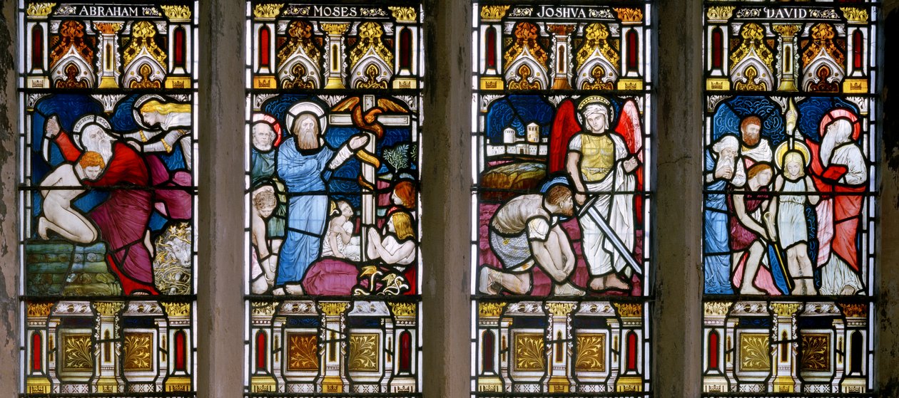 Ulceby, St Nicholas, James Powell & Sons, John William Brown (1842-1928), Four Old Testament Predellas, 1876finn tekijältä John William Brown