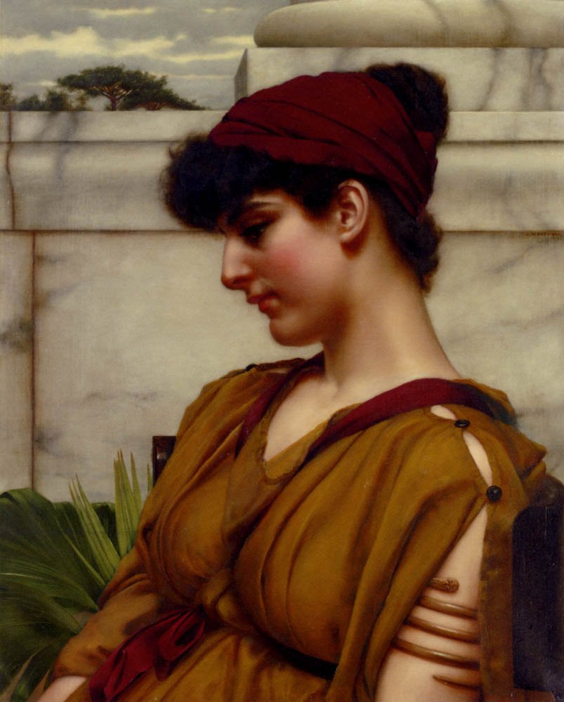 Klassinen kauneus profiilissa tekijältä John William Godward