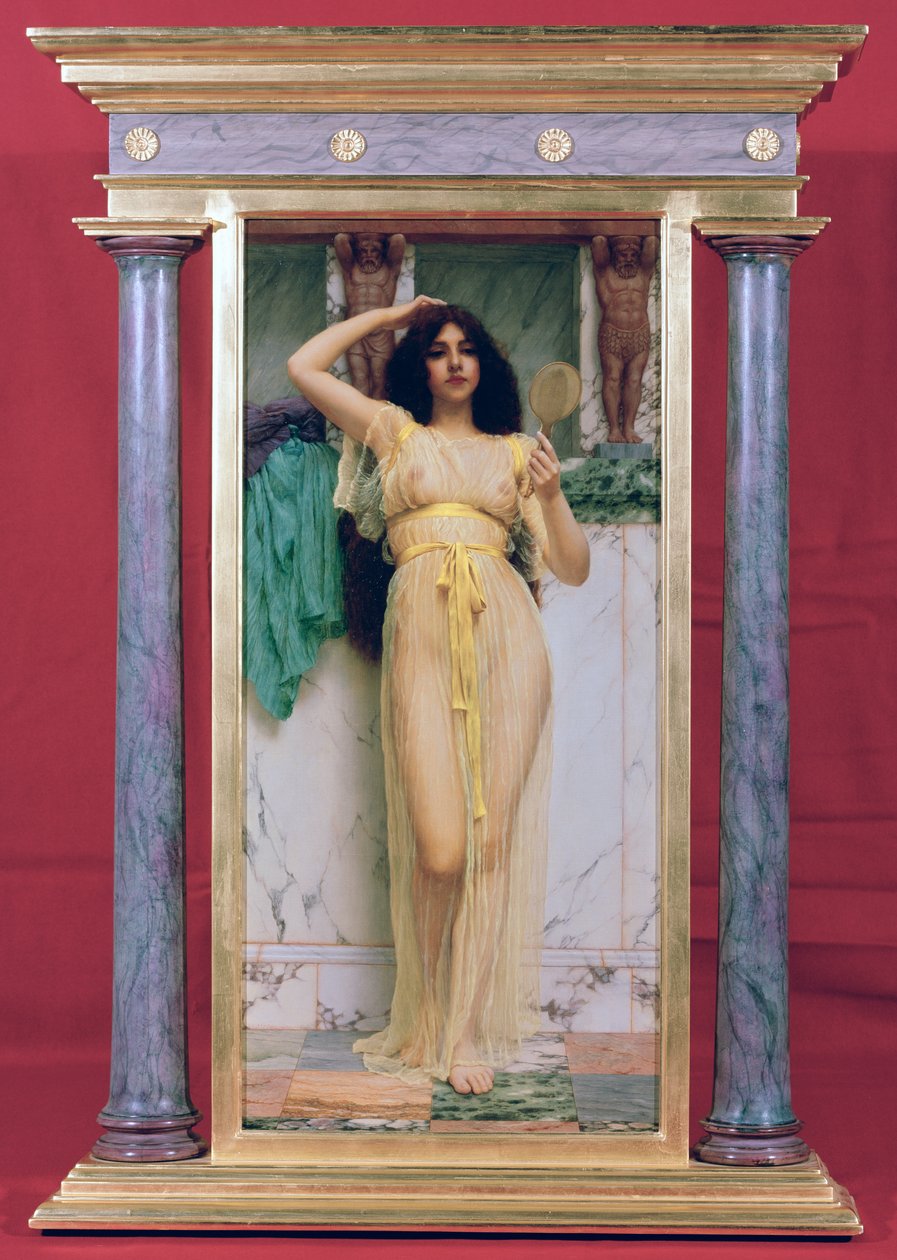 Tyttö peilin kanssa, 1892 tekijältä John William Godward