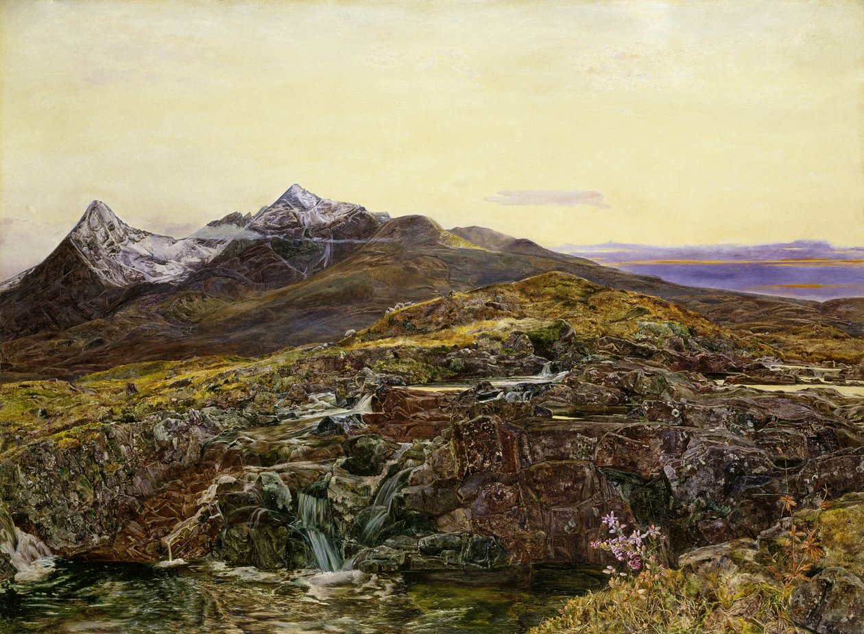 Cuillin Ridge, Skye Sligachanista, 1800-luvun öljy kankaalle) tekijältä John William Inchbold