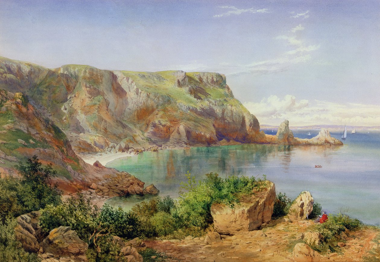 Ansteys Cove, Babbacombe, Devon, 1861 (kynä ja wc paperilla) tekijältä John William Salter