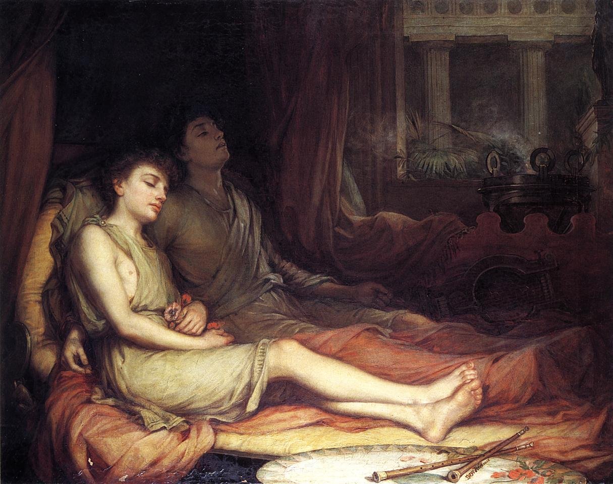 Uni ja hänen puoliveljensä kuolema tekijältä John William Waterhouse