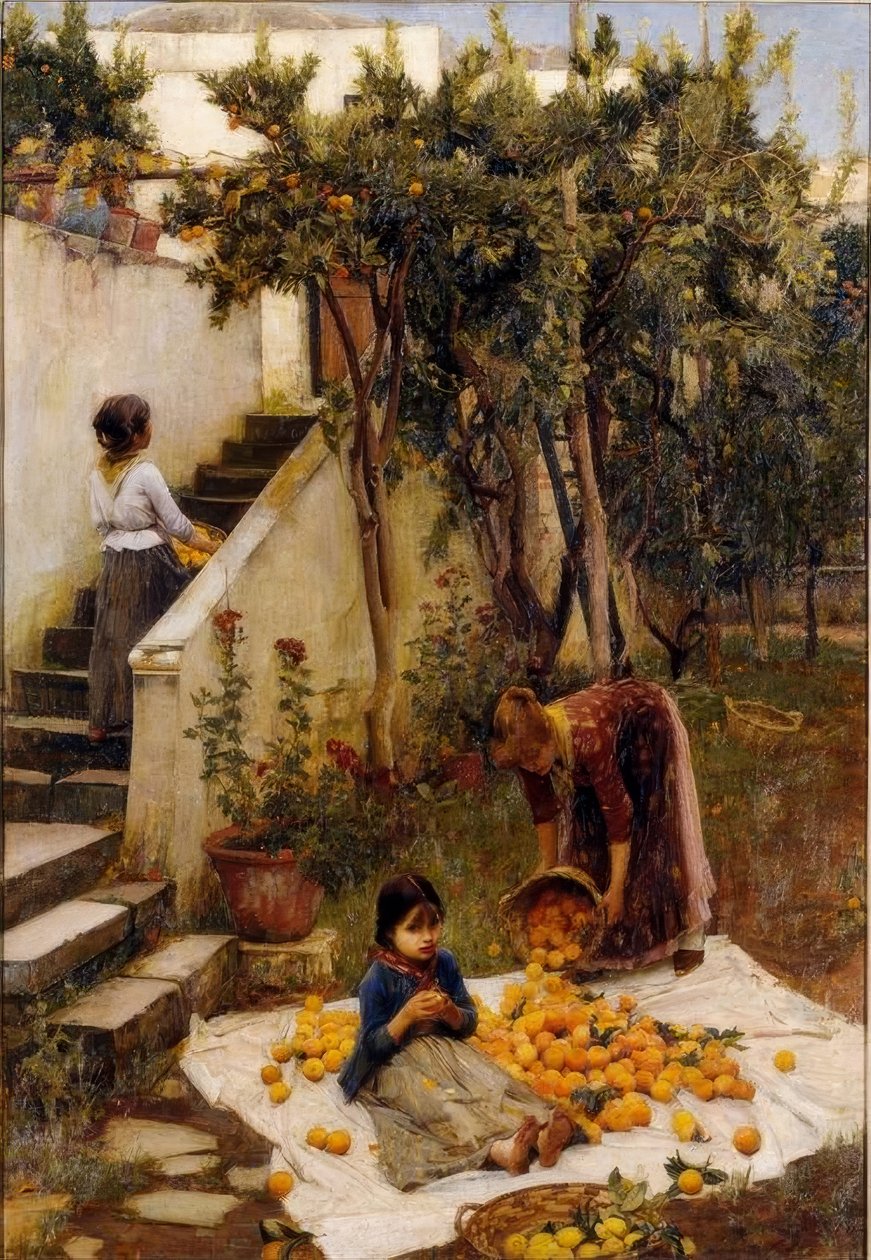 Oranssinkerääjät tekijältä John William Waterhouse