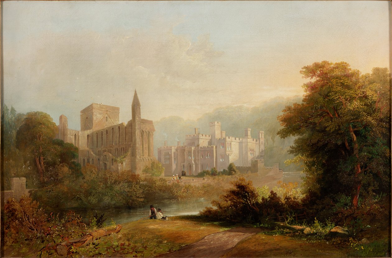 Brinkburn Grange ja Brinkburn Prioryn rauniot, 1834 tekijältä John Wilson Carmichael