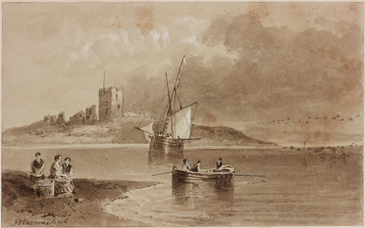 Coquet Island (muste (seepia) paperille) tekijältä John Wilson Carmichael