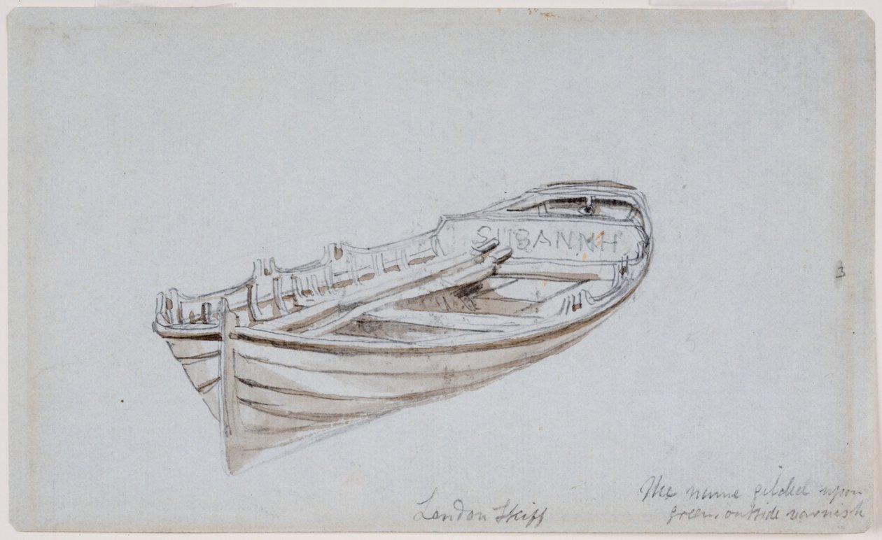 London Skiff (lyijykynä ja akvarelli paperille (sininen)) tekijältä John Wilson Carmichael