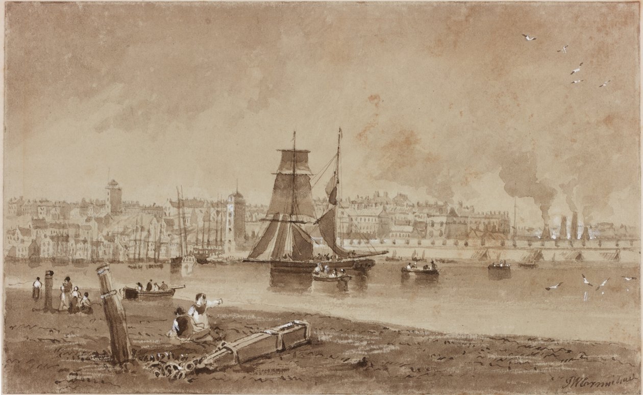 North Shields (muste (ruskea) paperille) tekijältä John Wilson Carmichael