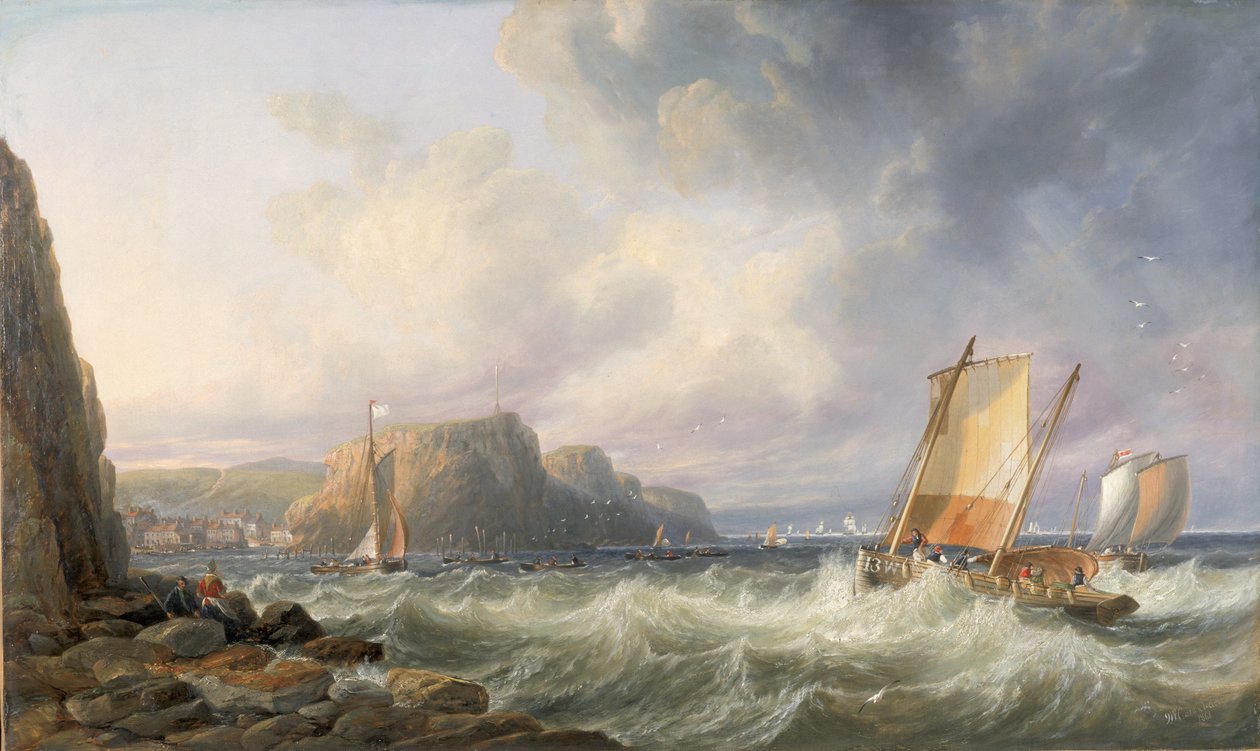 Yorkshiren rannikon edustalla (Staithes) tekijältä John Wilson Carmichael