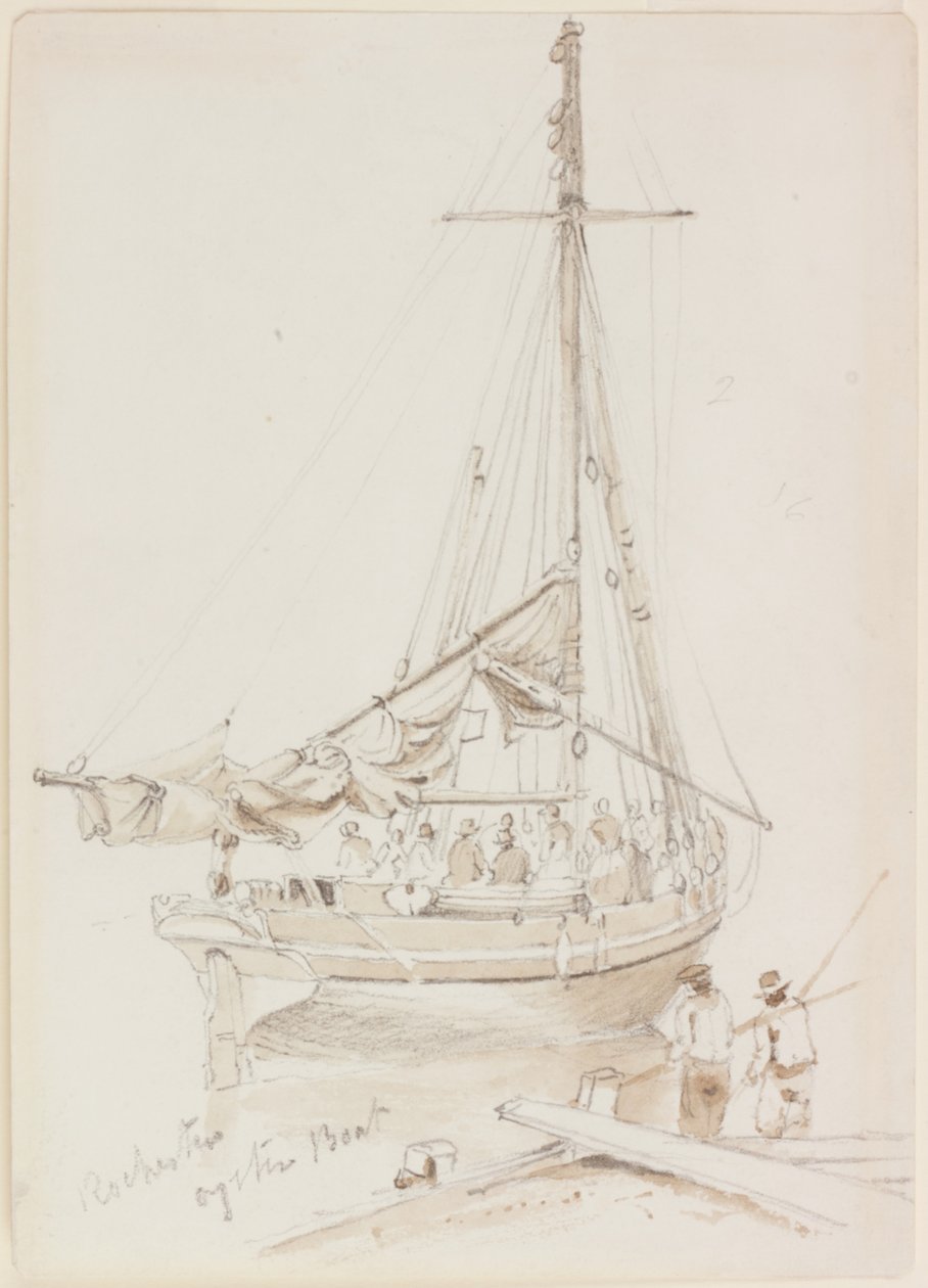 Rochester Oyster Boat (muste (ruskea) ja lyijykynä paperille) tekijältä John Wilson Carmichael