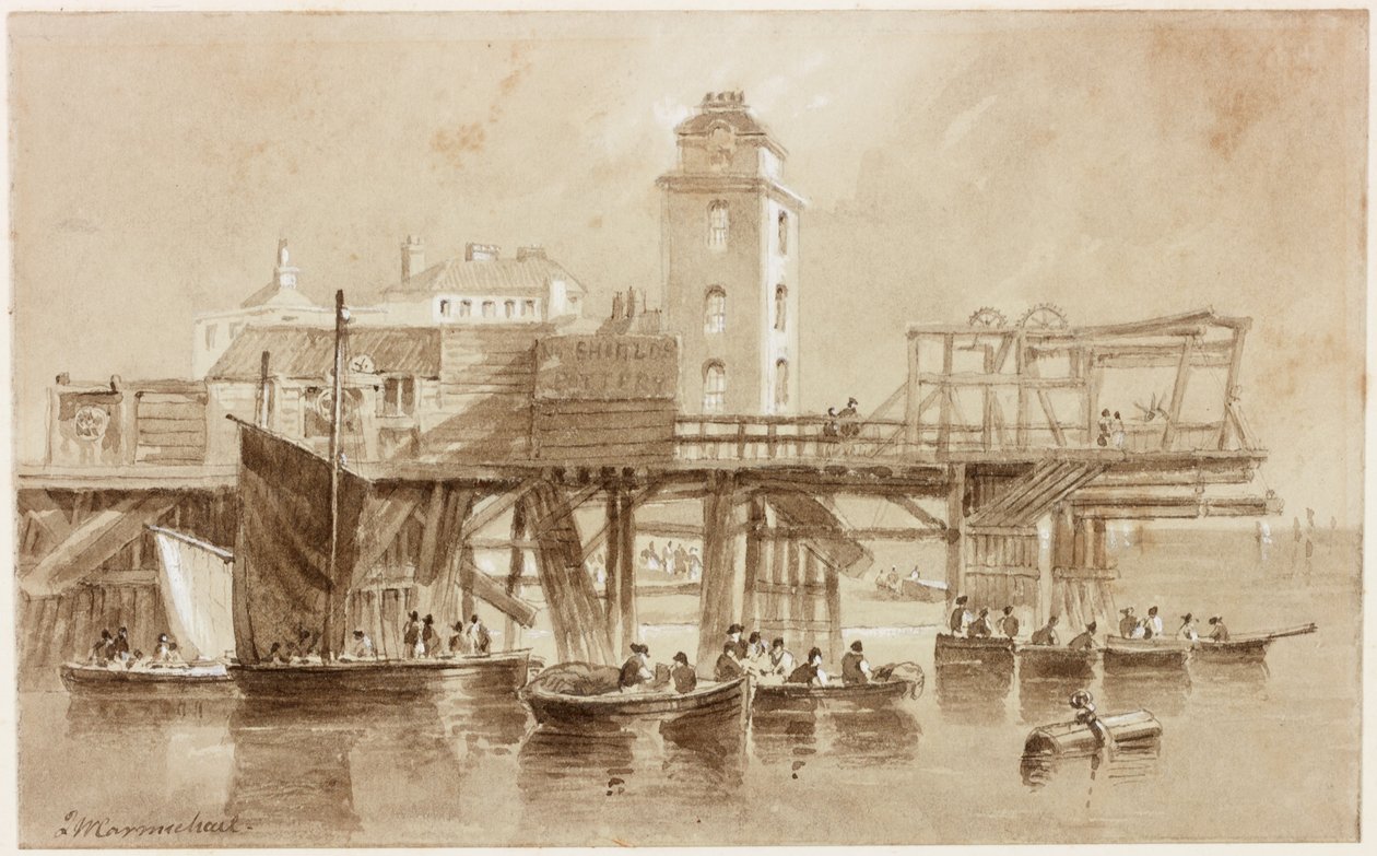 Low Light, North Shields (kynä ja muste ja kynä paperille) tekijältä John Wilson Carmichael