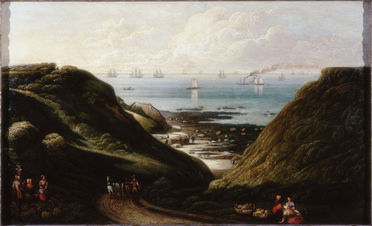 Coast Scene (öljyä ja kynää aluksella) tekijältä John Wilson Ewbank