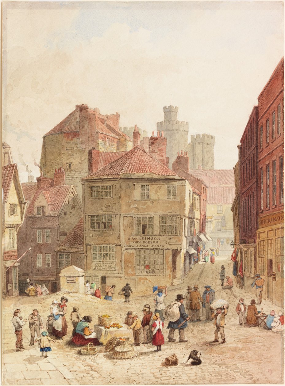 The Castle, Newcastle upon Tyne, luoteesta (akvarelli paperille) (vesiväri paperille) tekijältä John Wykeham Archer