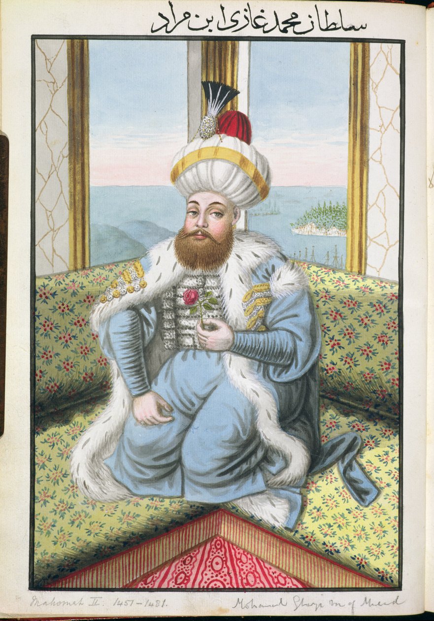 Mehmed II (1432-81) nimeltä "Fatih", valloittaja, sarjasta "Turkin keisarien muotokuvia", 1808 tekijältä John Young