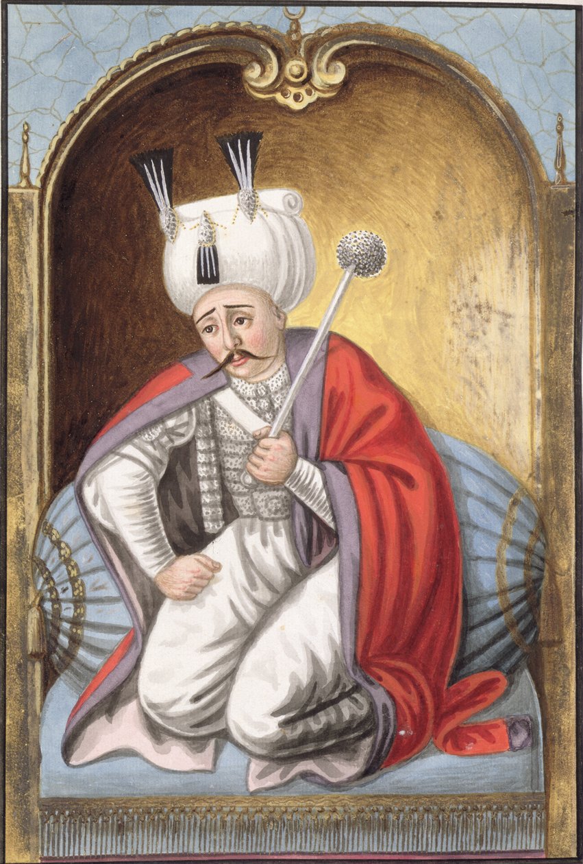 Selim I (1466-1520) nimeltä "Yavuz", synkkä, sulttaani 1512-20, sarjasta "Turkin keisarien muotokuvia", 1808 tekijältä John Young